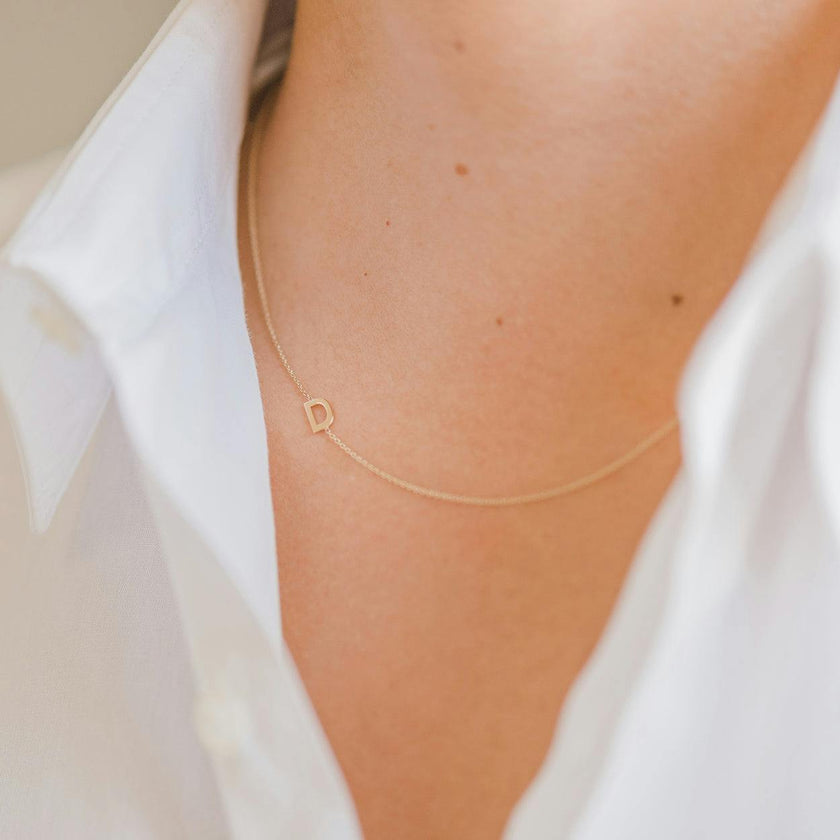 14K Gold Asymmetrical Initial Necklace