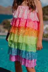 Neon Sequin Ruffle Dress