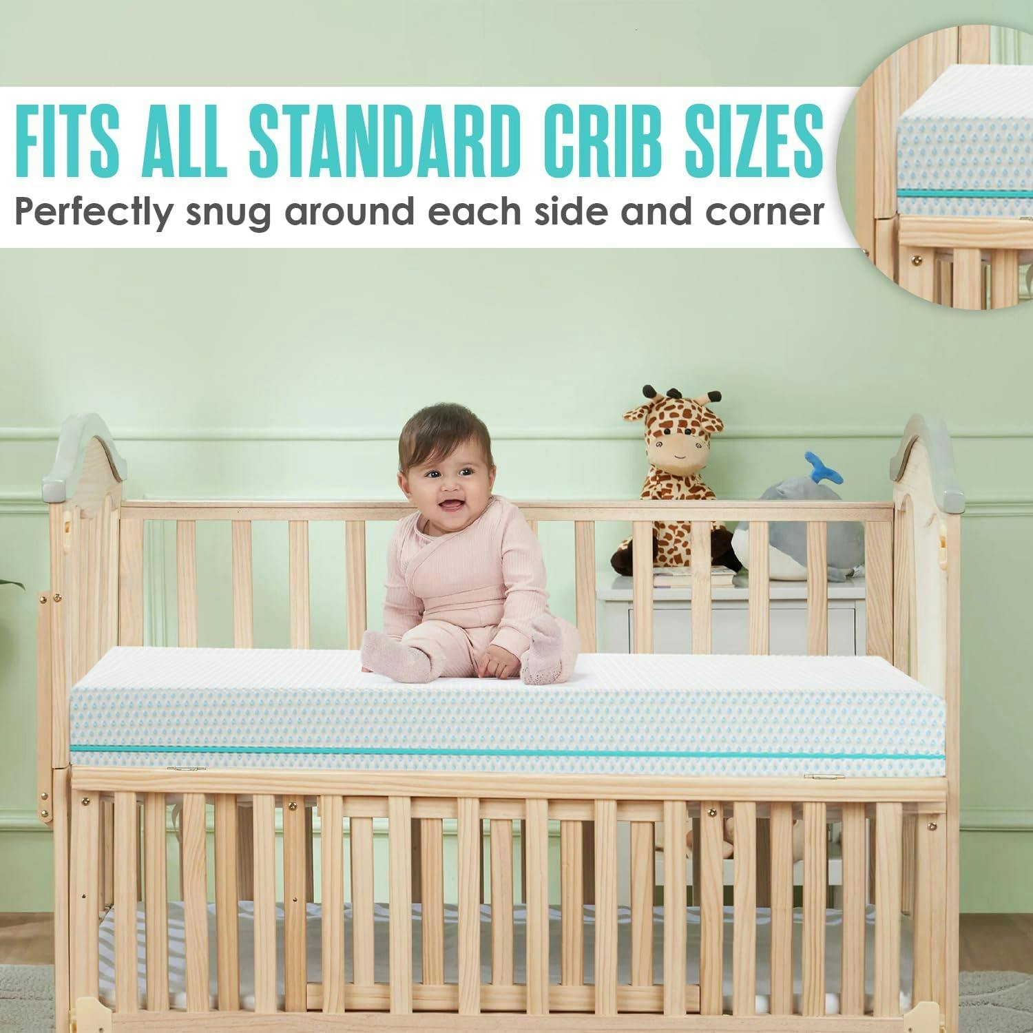 6” Crib & Toddler Bed Mattress – Made in USA – CertiPUR & OEKO-TEX Certified – Breathable Waterproof Washable Removable Soft Cover – Dual Sided