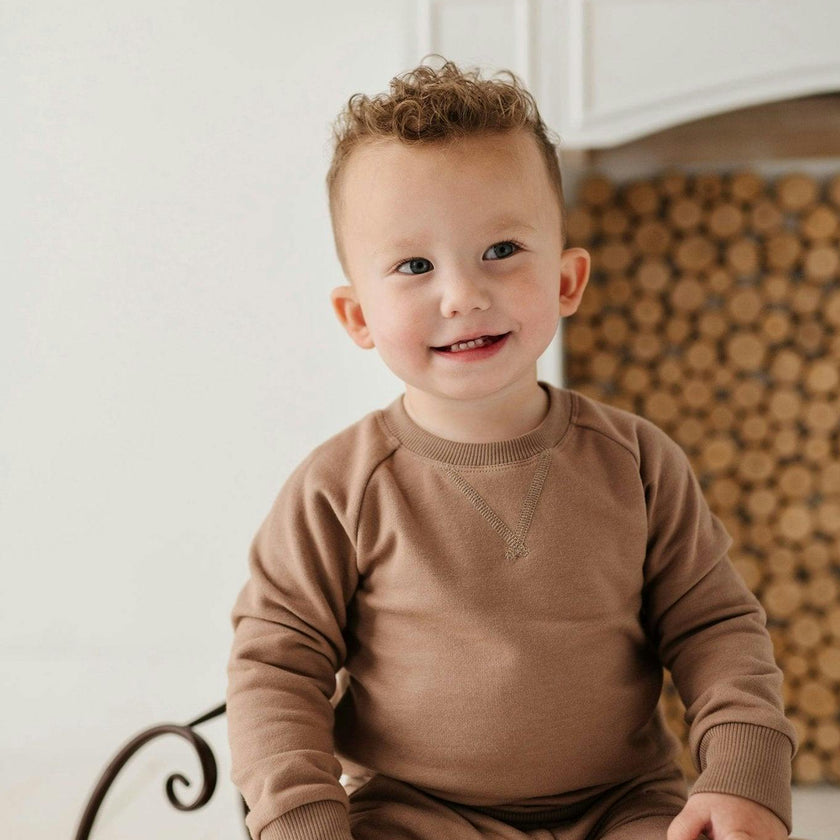 Boys Fleece Sweatshirt in Fern Checkered