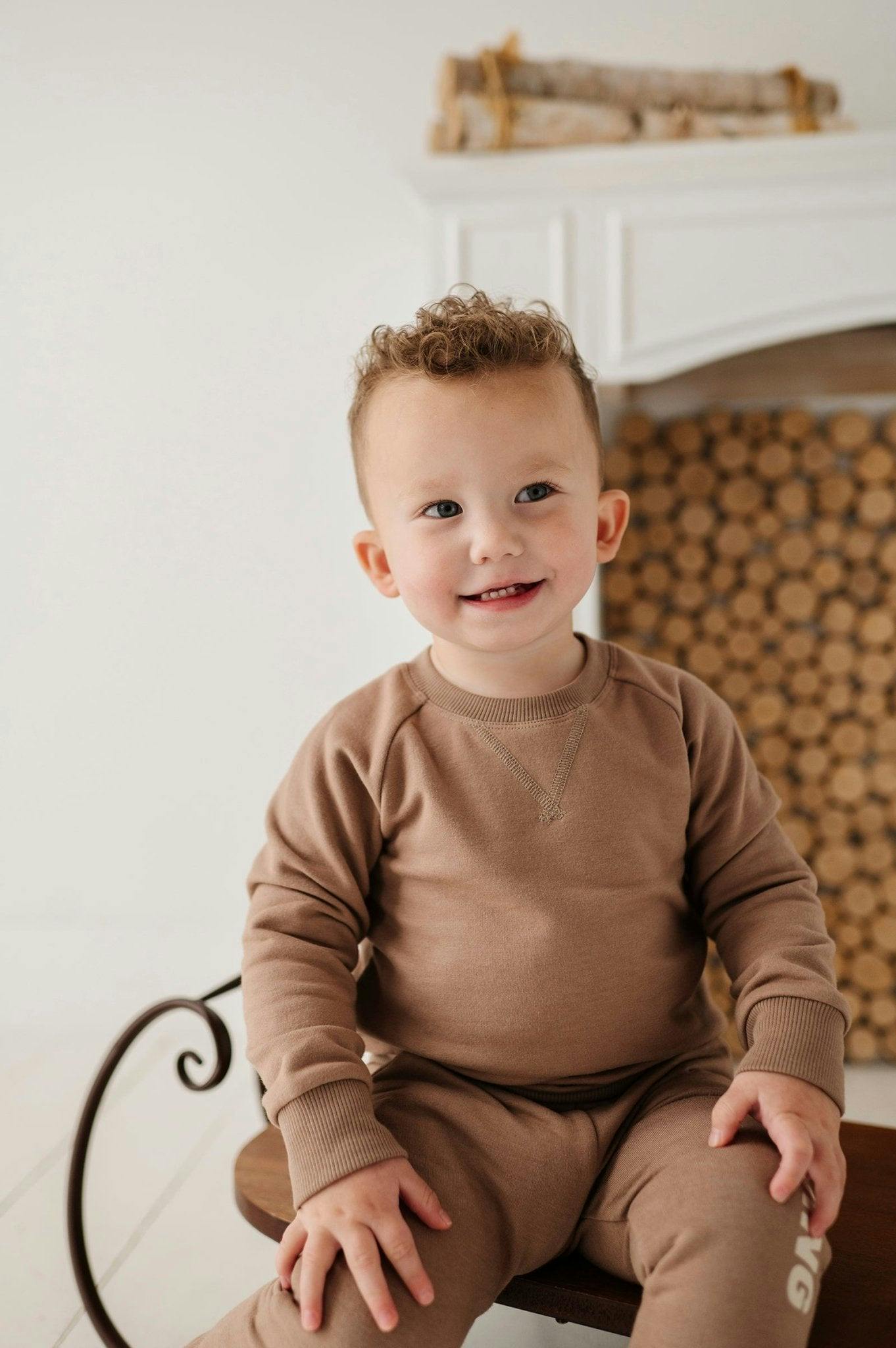 Boys Fleece Sweatshirt in Fern Checkered