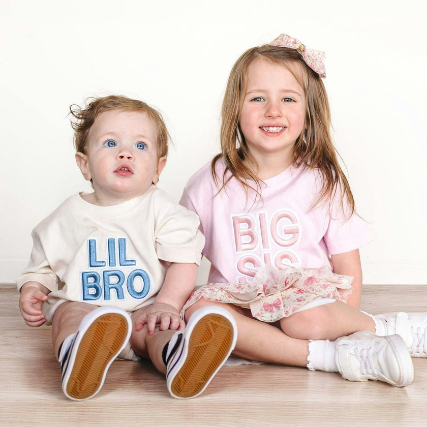 Lil Bro Embroidered Patch Short Sleeve Romper - Natural