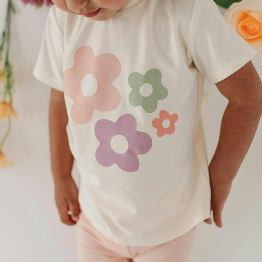 Girl's Short Sleeve Tee in Summer Blooms