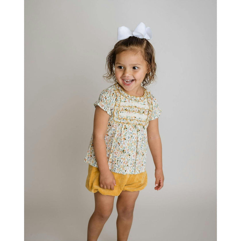 Yellow Floral Corduroy Set