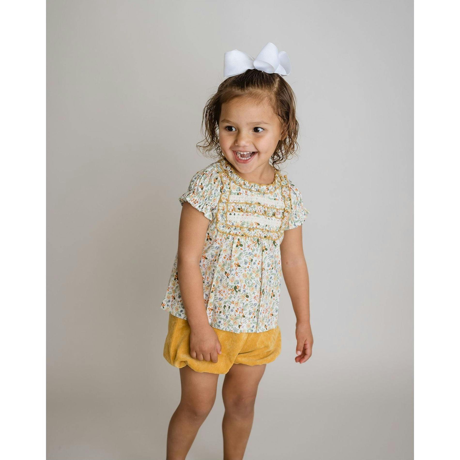 Yellow Floral Corduroy Set