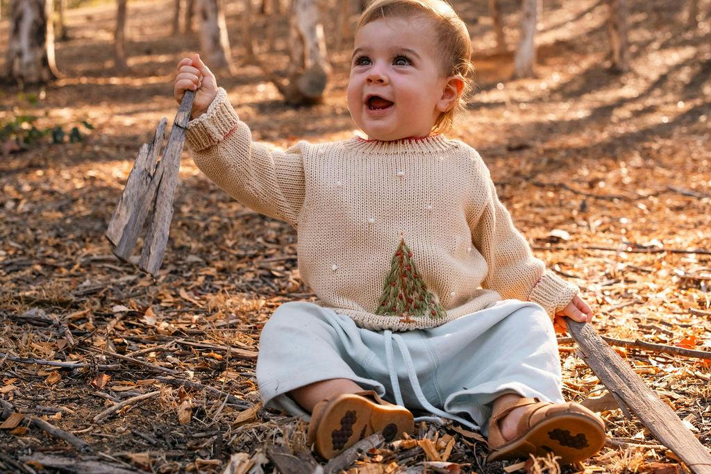 Christmas Tree Sweater in Taupe