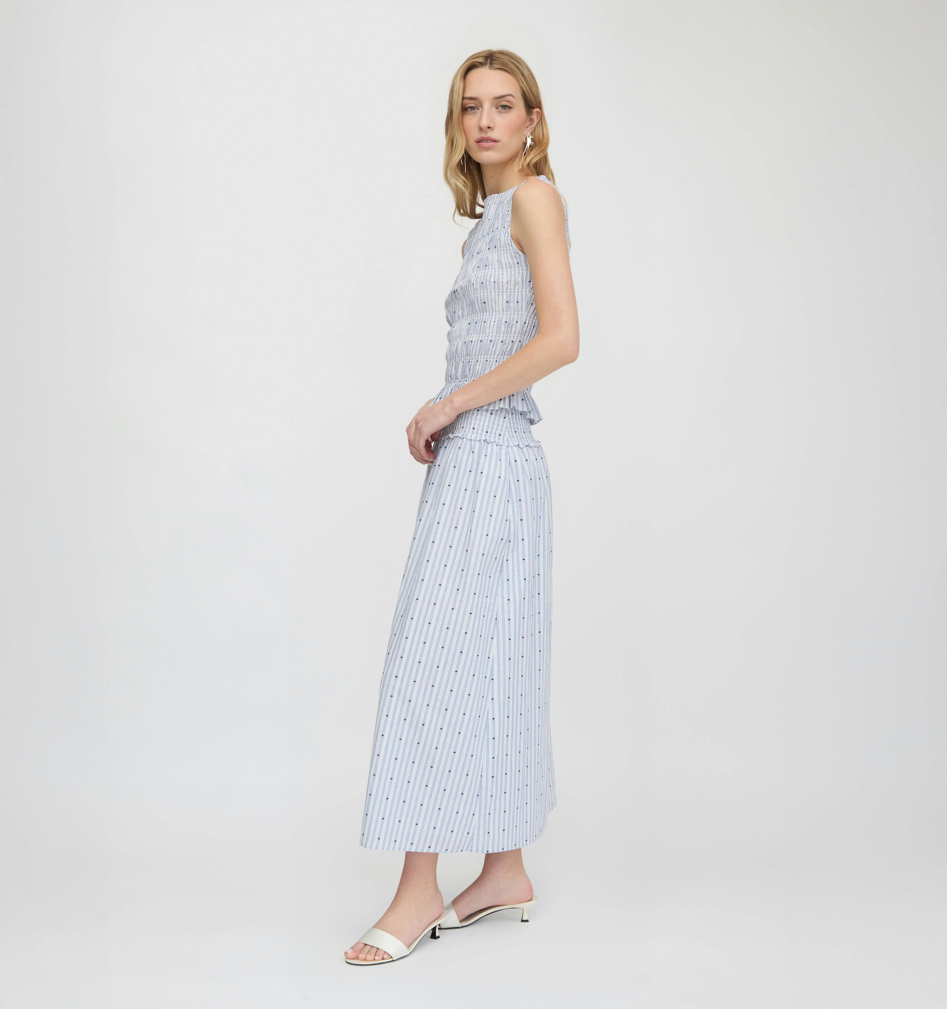 The Phoebe Nap Top - Blue Swiss Dot