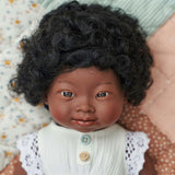 African Girl Baby Doll with Black Hair and Down Syndrome - 15"