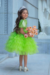 Enchanted Lime Sequin Tulle Birthday Dress for Girls