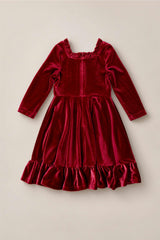 Mini Cypress Dress in Wine Velvet