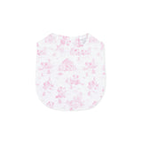 Puppy Toile Pink - 2 Way Ruffle Back Zipper Footie with Bandana Bib, and Swaddle Blanket Set