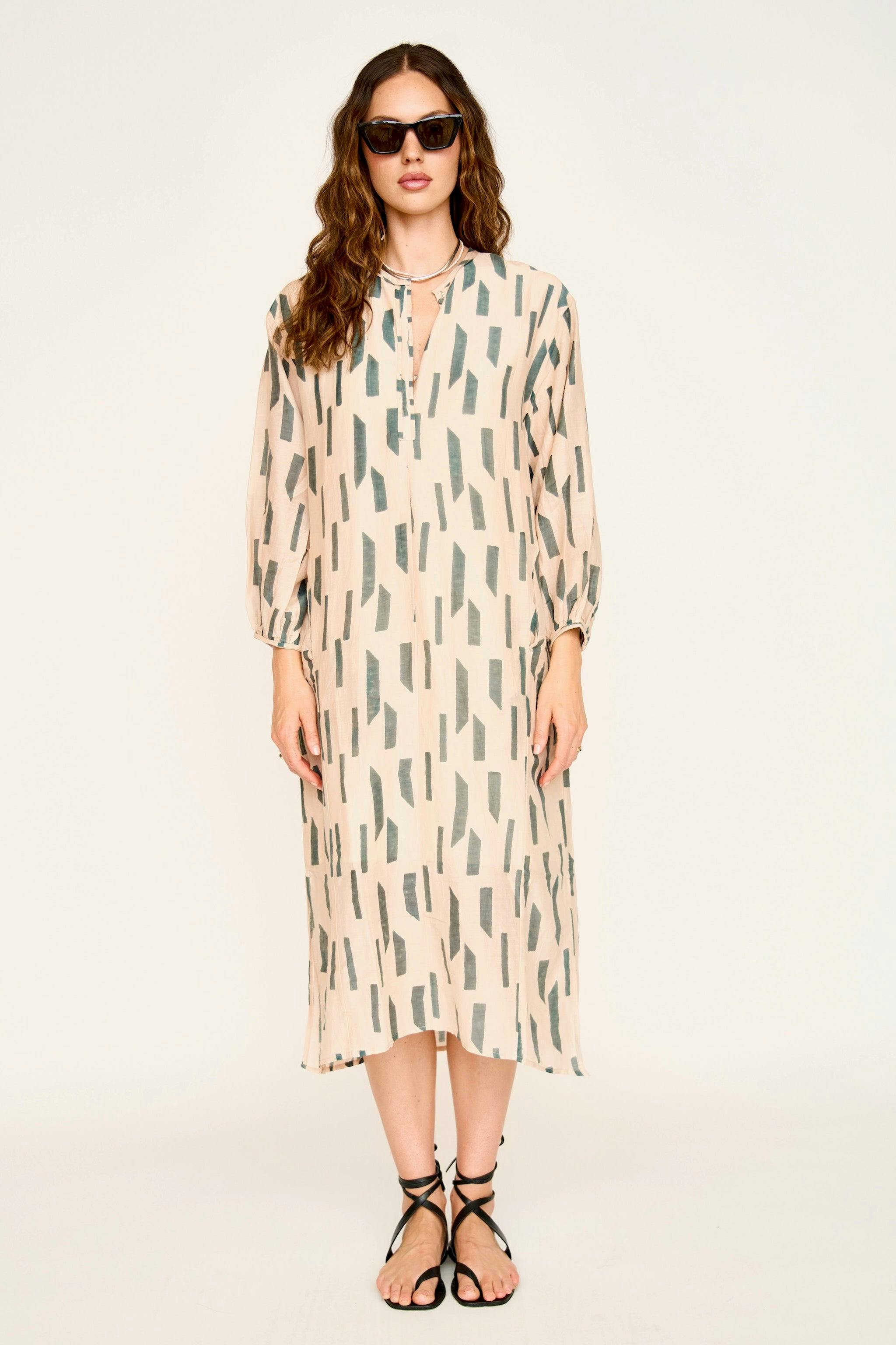 Kona Caftan in Parchment Rainfall
