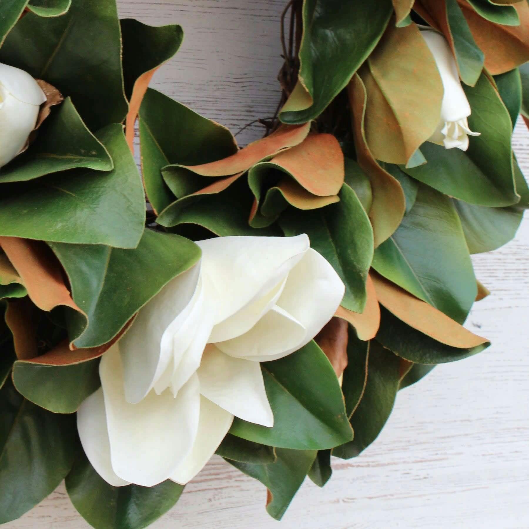 Classic Real Touch White Magnolia All Seasons Front Door Wreath  24