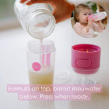 PopYum 5 oz Pink Anti-Colic Formula Making/Mixing/Dispenser Baby Bottles, 2-Pack with #1 Slow Flow Nipples