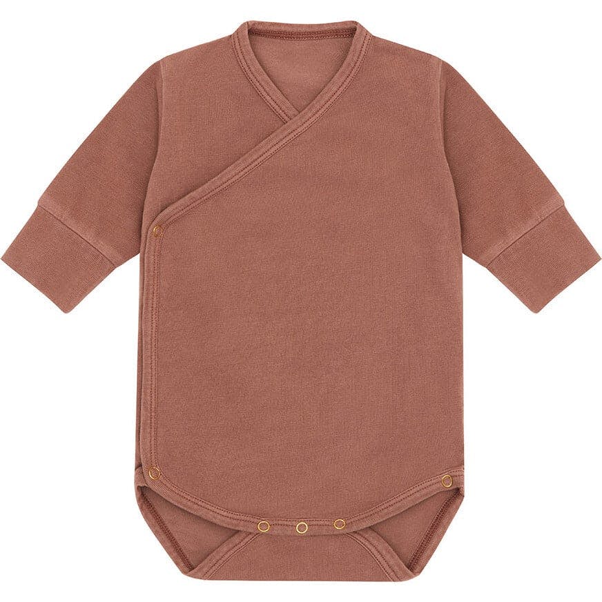 Organic Cotton Kimono Bodysuit, Brown