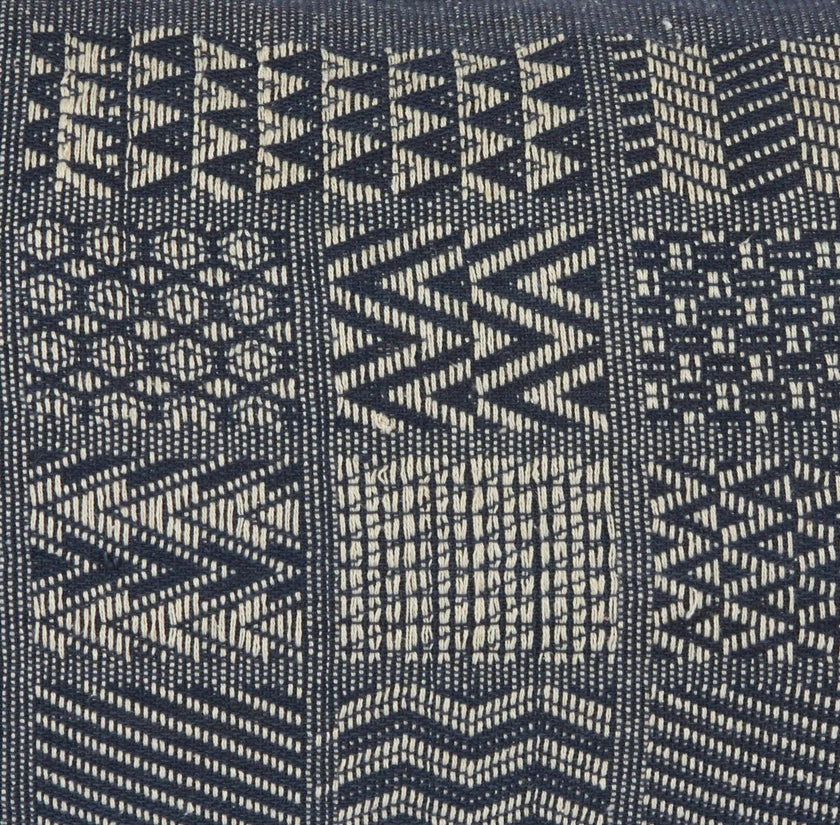 Artisan Hand Loomed Cotton Square Pillow - Indigo Blocks - 24"