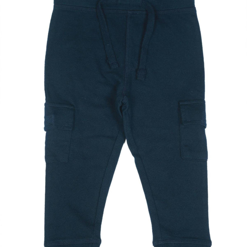 Kids Solid Pocket Joggers - Navy