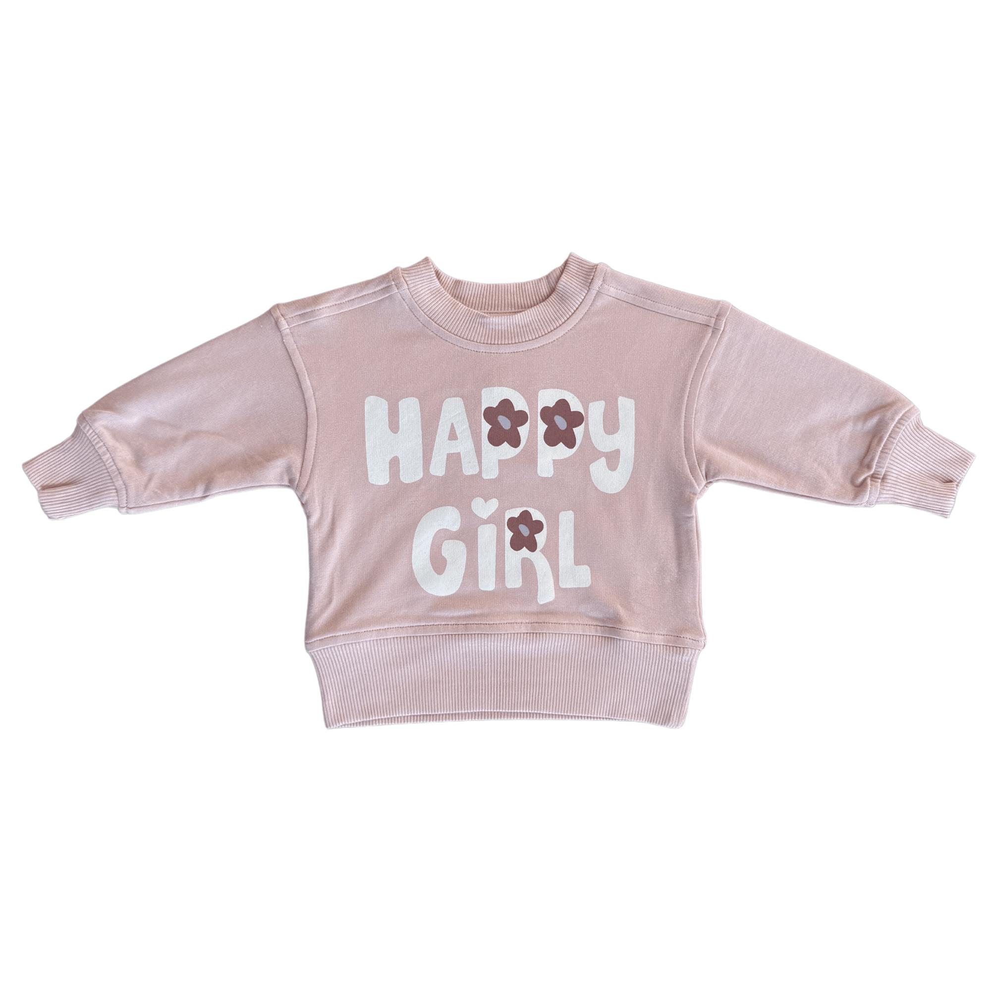 Girls Boxy Sweatshirt in Happy Girl