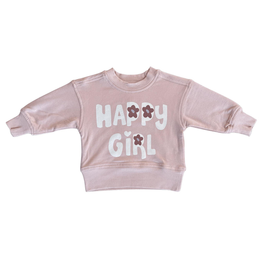 Girls Boxy Sweatshirt in Happy Girl