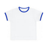 White T-Shirt With Royal Tipping