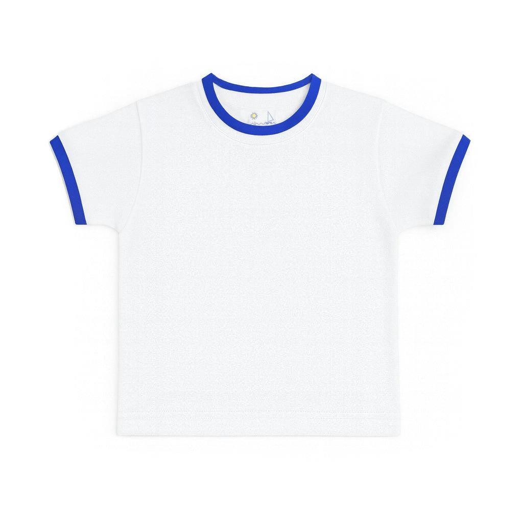 White T-Shirt With Royal Tipping