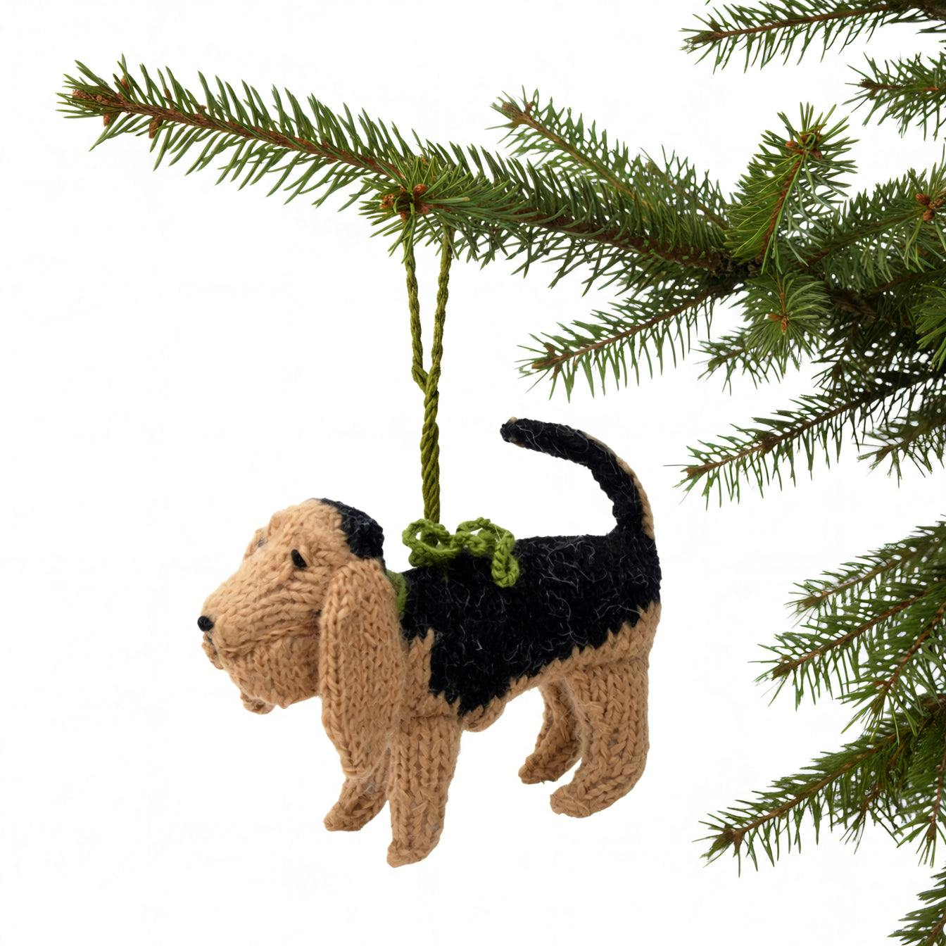 Bloodhound Dog Hand Knit Christmas Ornament Arcadia Home
