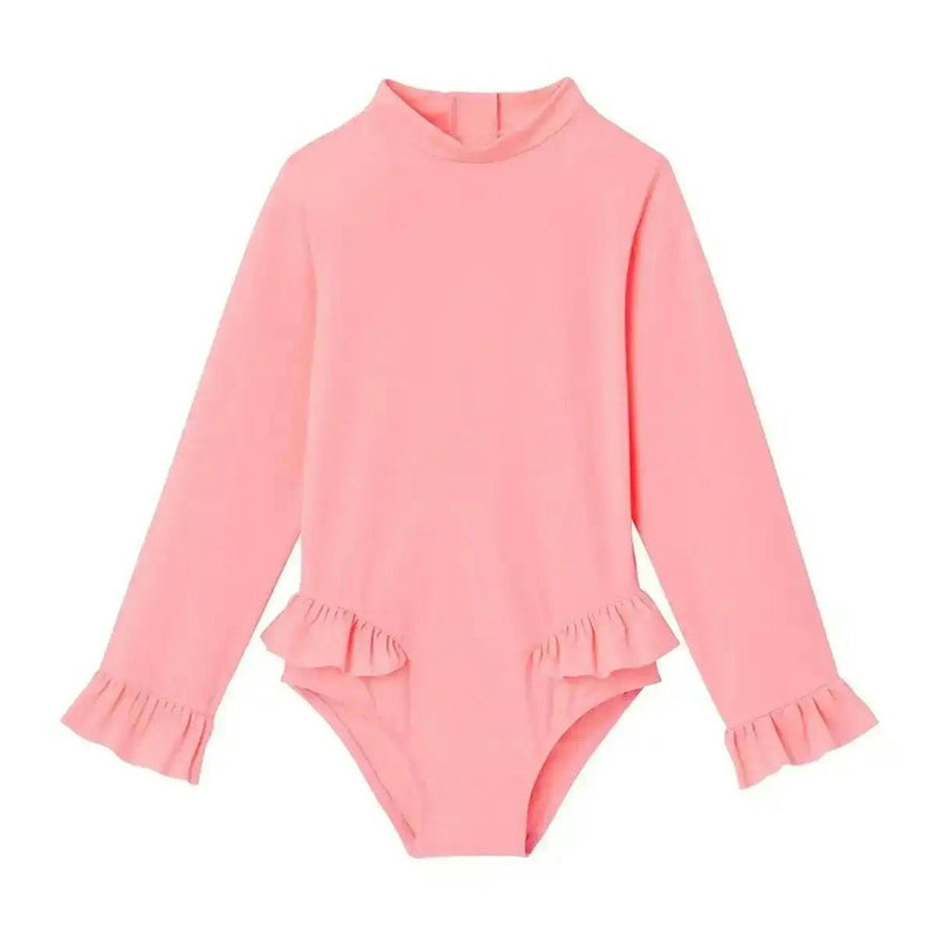 Baby Girl Anti-UV Jersey, Long Sleeves Neon Pink | BORA BORA BEBE