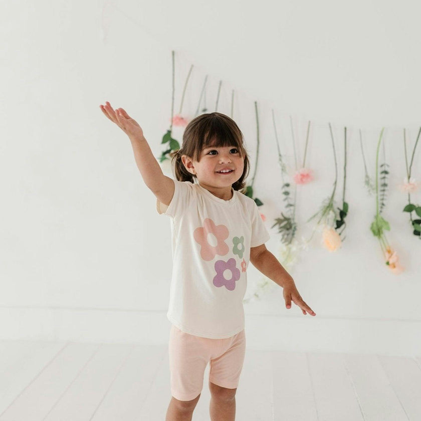 Girl's Short Sleeve Tee in Summer Blooms