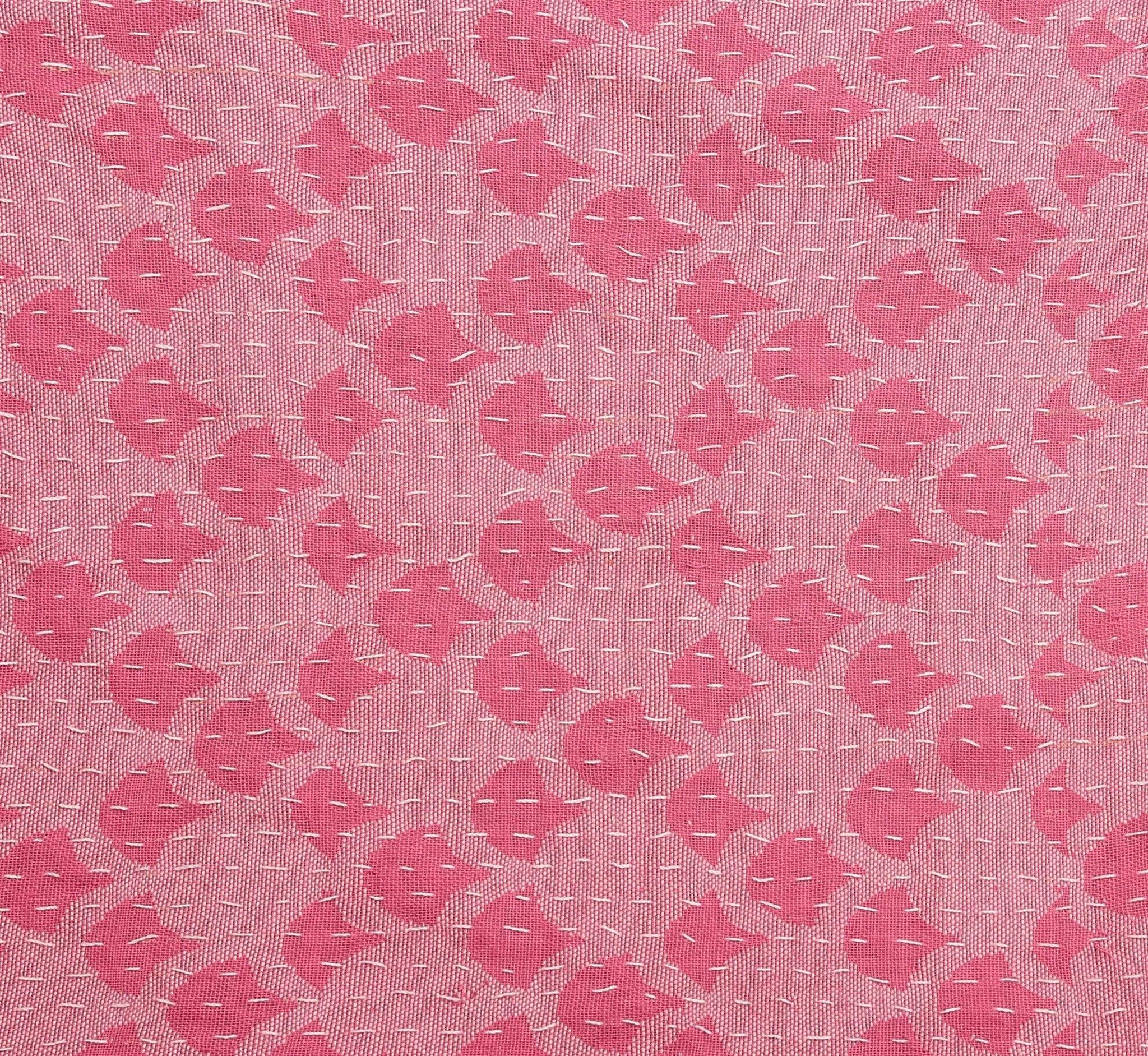 Artisan Hand Loomed Cotton Table Runner - Pink Ginkgo - 18