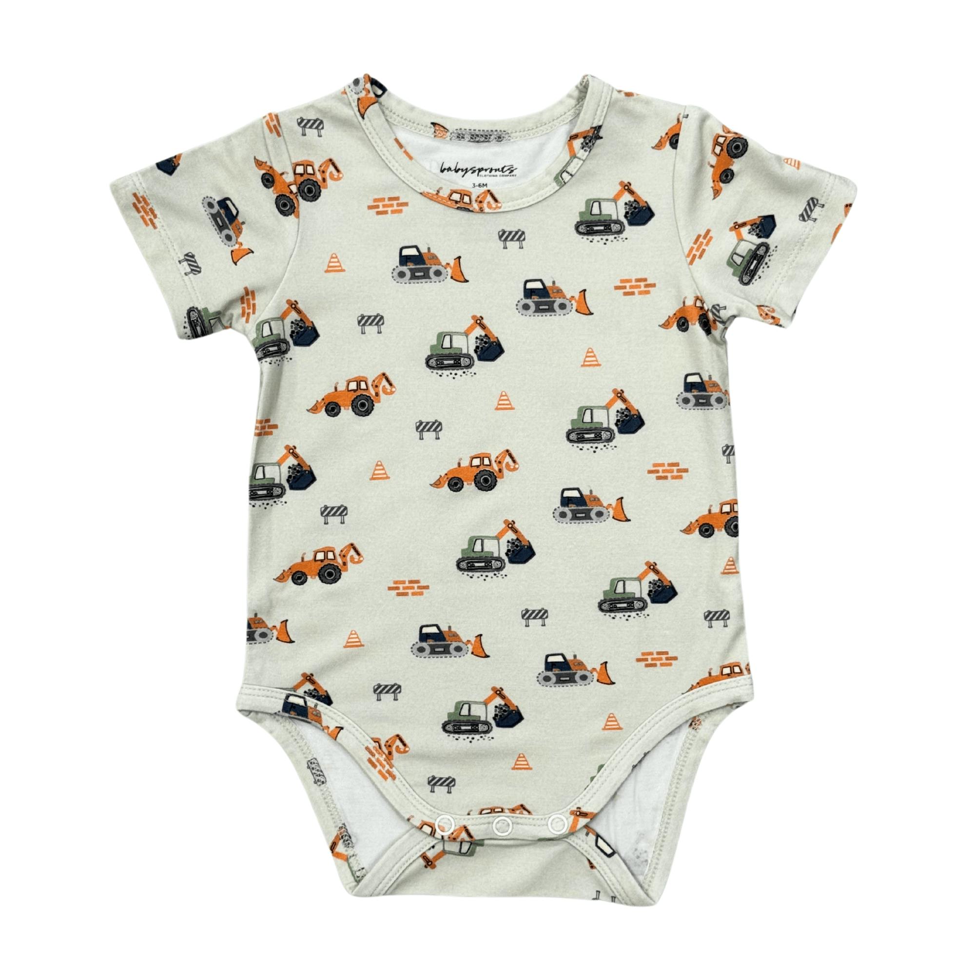 Baby Boy Short Sleeve Bodysuit in Construction