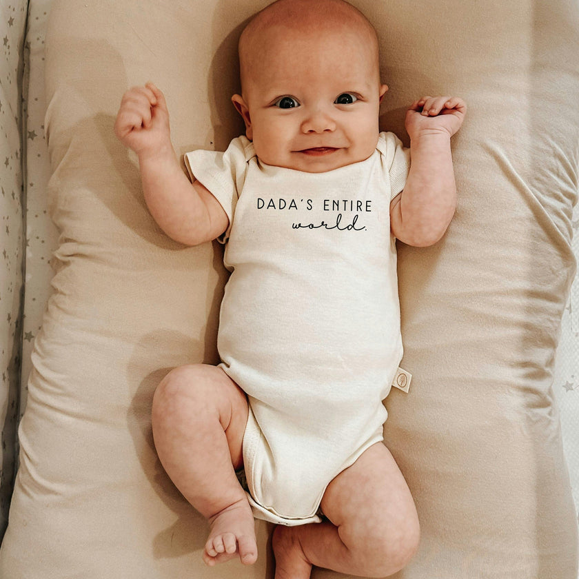 2 Pack - Mama's Entire Heart + Dada's Entire World Organic Cotton Baby Bodysuits