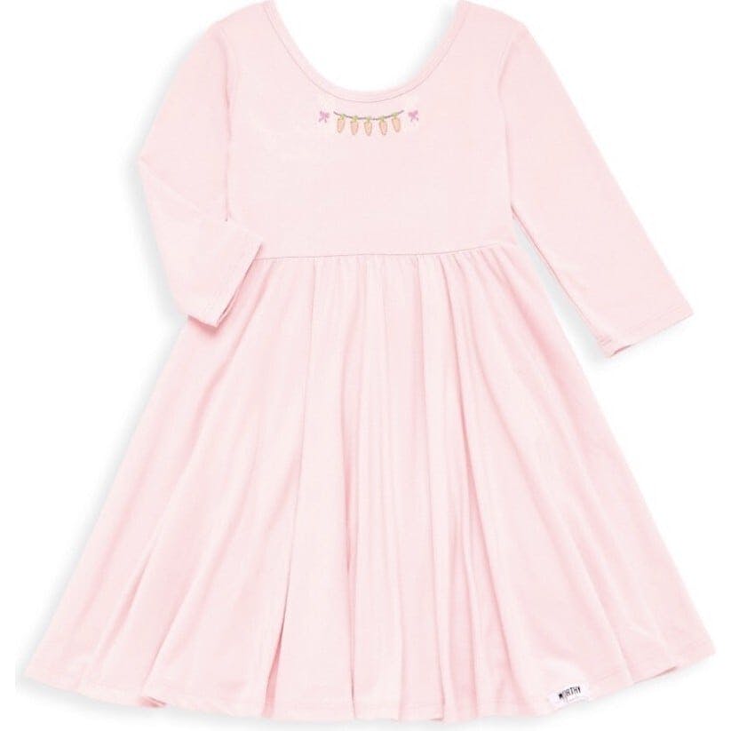 Long Sleeve Twirly Dress With Easter Embroidery