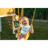 Forest | Modern Wooden Swing Set with Playhouse, Slide and Rock Wall