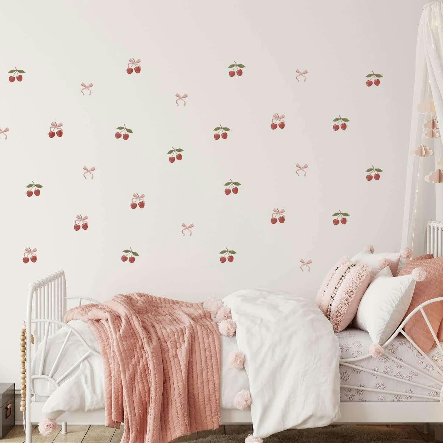 Peel & Stick Fabric Wall Stickers - Cherries & Bows