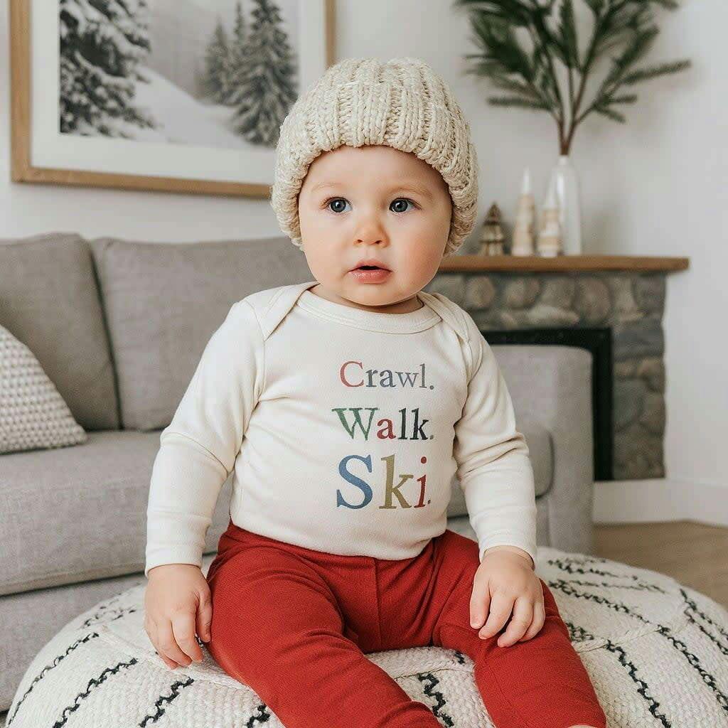 long sleeve graphic bodysuit | crawl walk ski