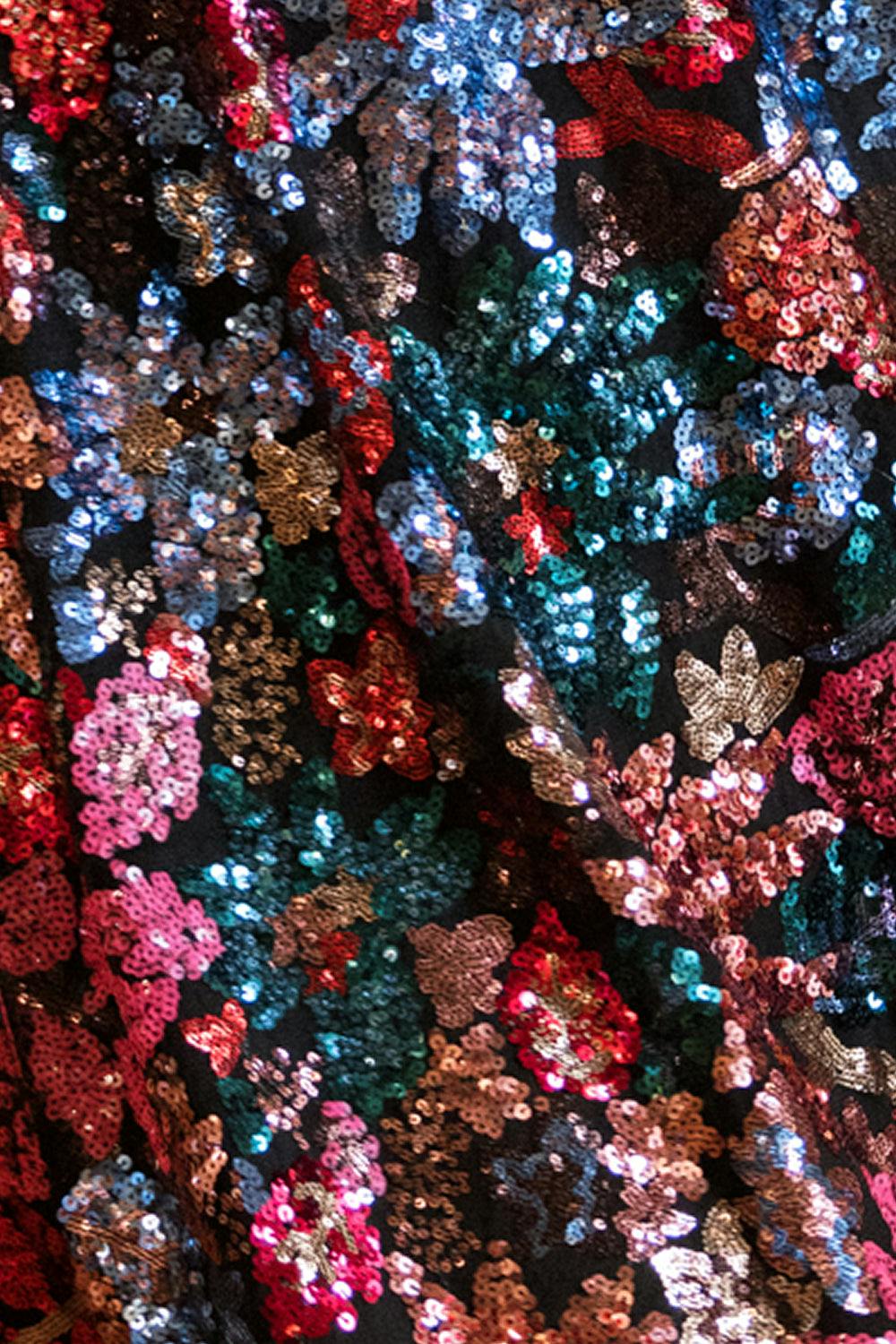 Jewel Dress in Multicolor Bloom Sequin
