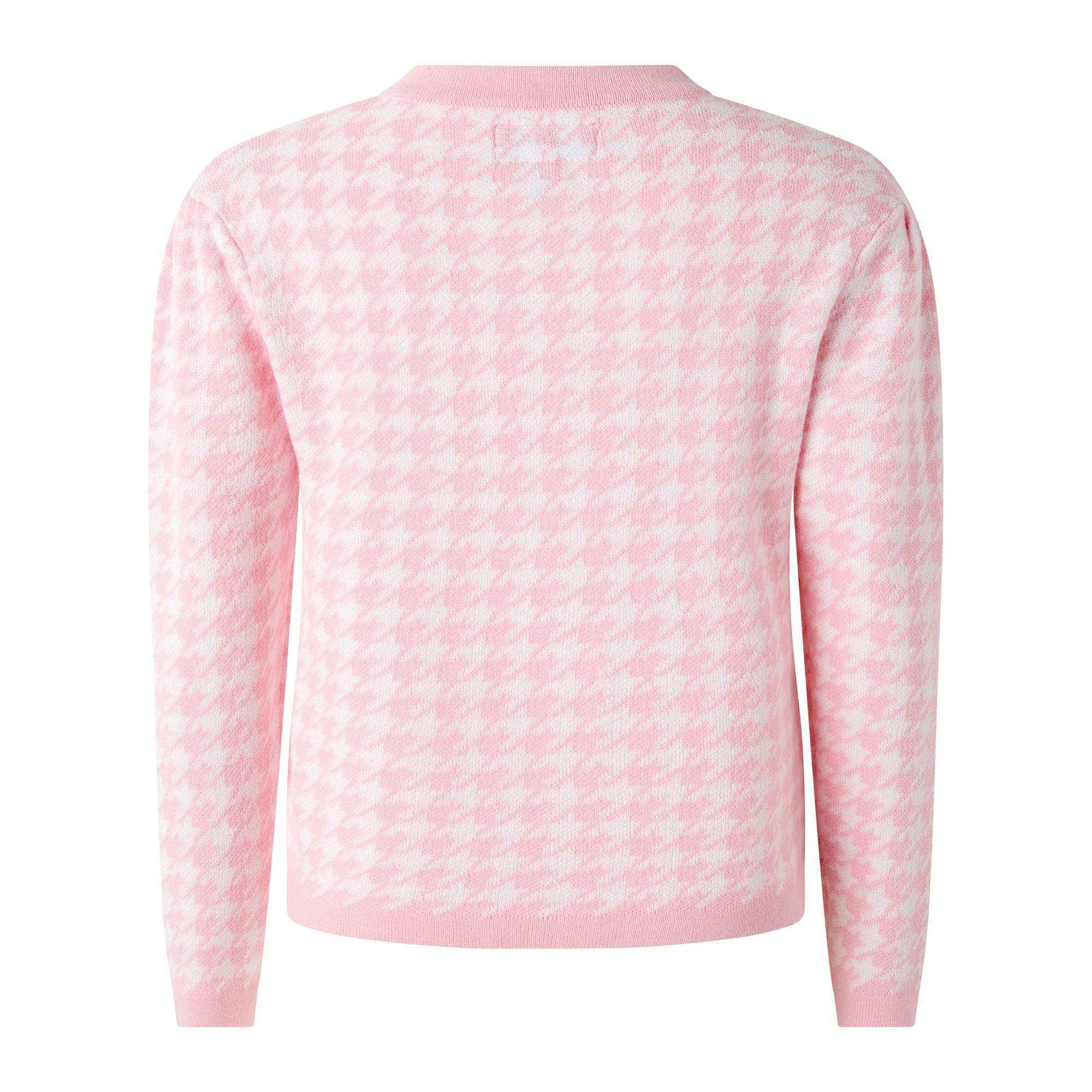 Pink Houndstooth Cardigan