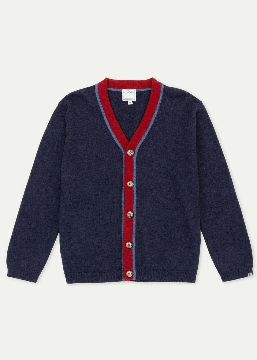 The Navy Merino Varsity Cardigan