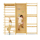 Walnut Modular 95" | Swedish Ladder Wall Gym in 3 Rearrangeable Panels