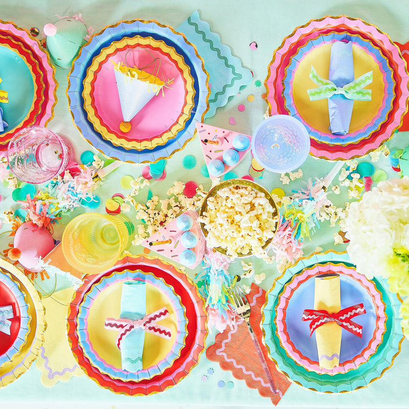 Rainbow Ric Rac Assorted Dinner Plates (10 count)