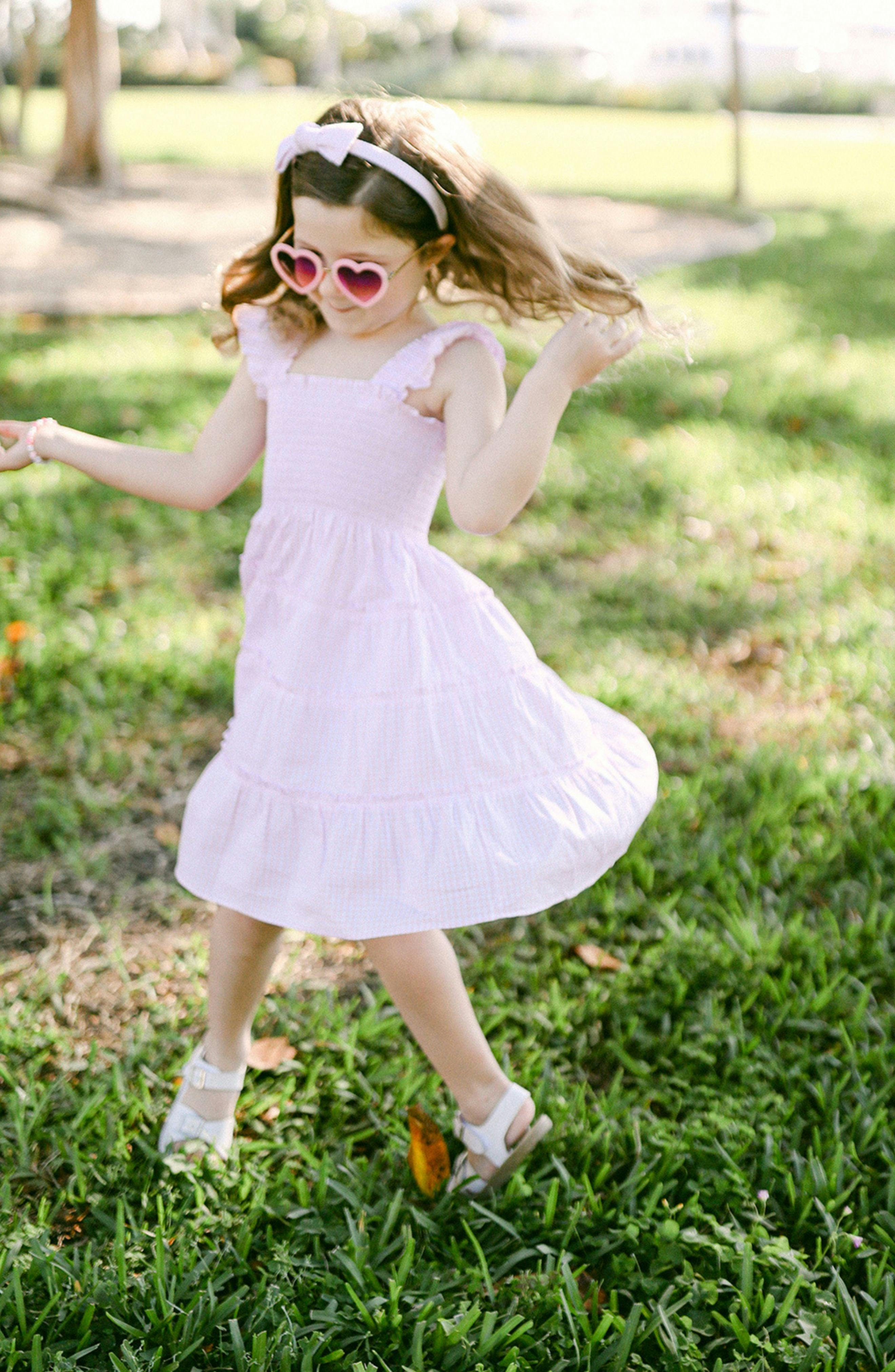 Seersucker Bow Headband in Pink/White