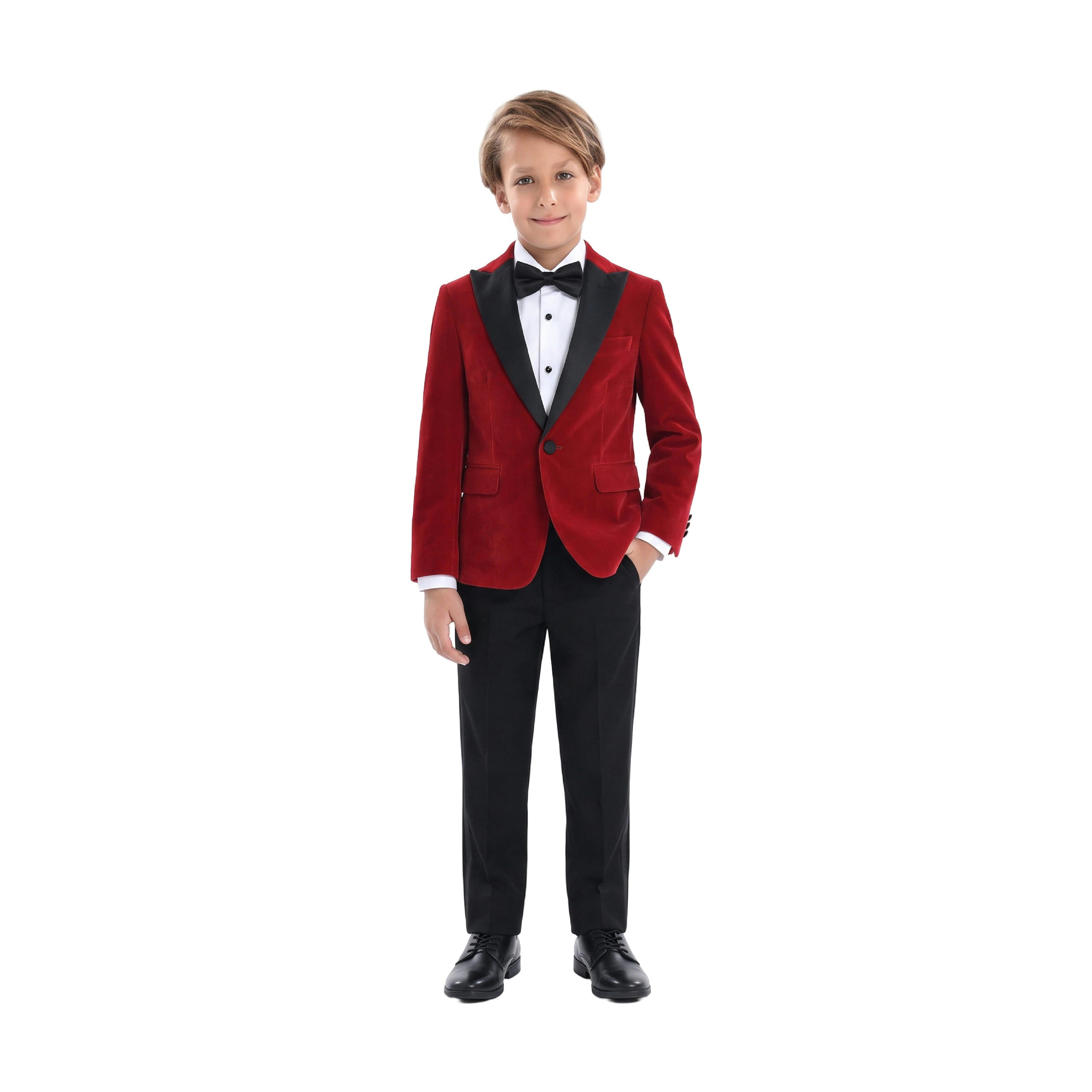 Red Velvet Suit with Black Accents