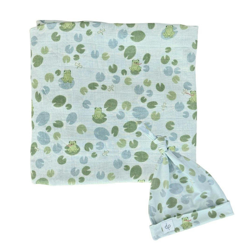 Bamboo Muslin Swaddle Blanket & Topknot Set - Bloom By The Pond