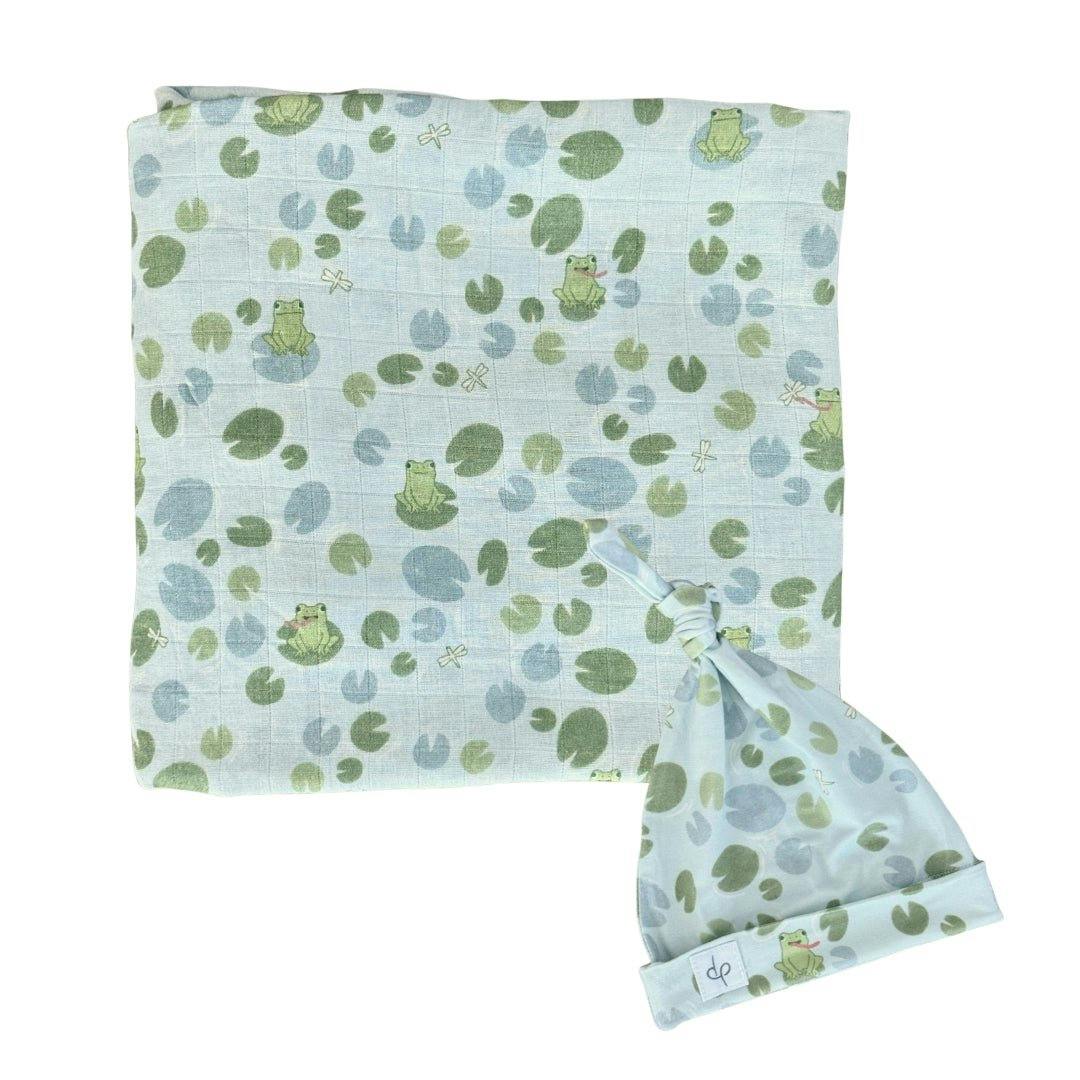 Bamboo Muslin Swaddle Blanket & Topknot Set - Bloom By The Pond