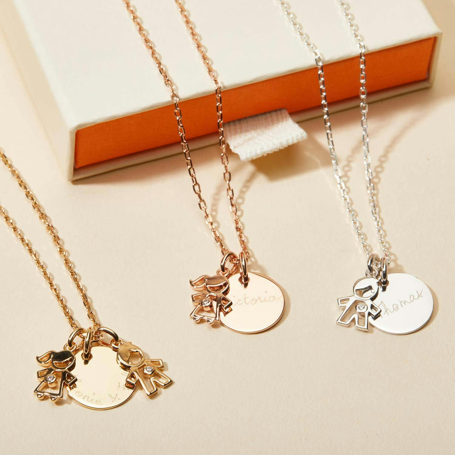 Personalized Crystal Mummy Necklace, Rose Gold Plated