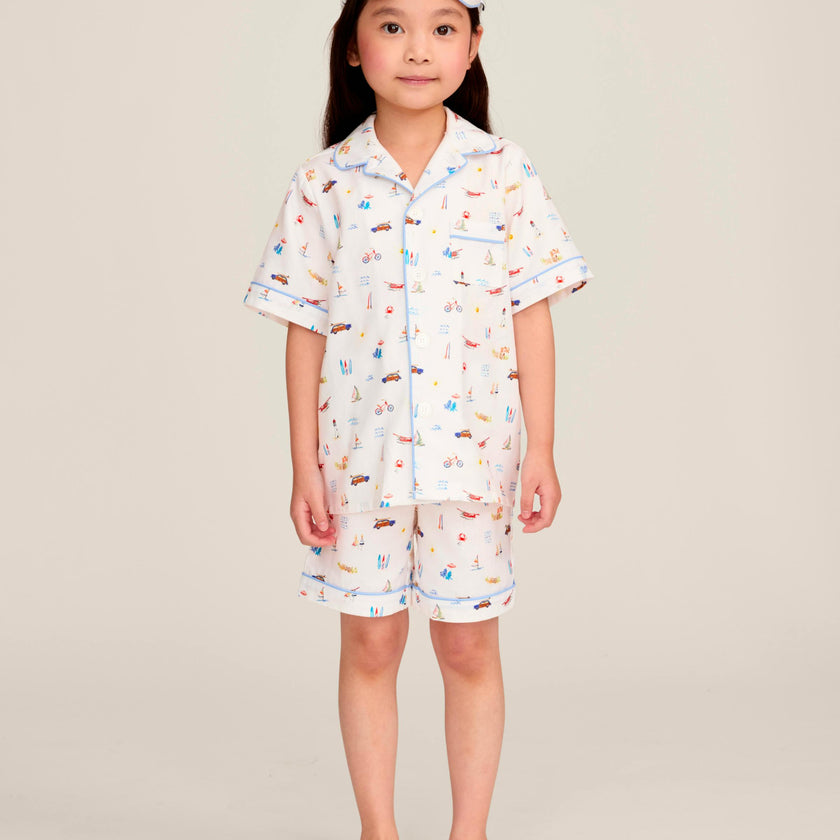 Kid's Twill Pajama Short Set in Summer Nostalgia