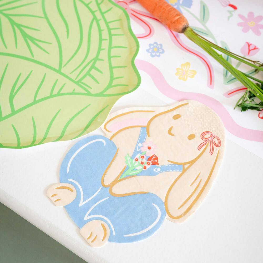 Bunnies In The Garden Overalls Bunny Large Napkins