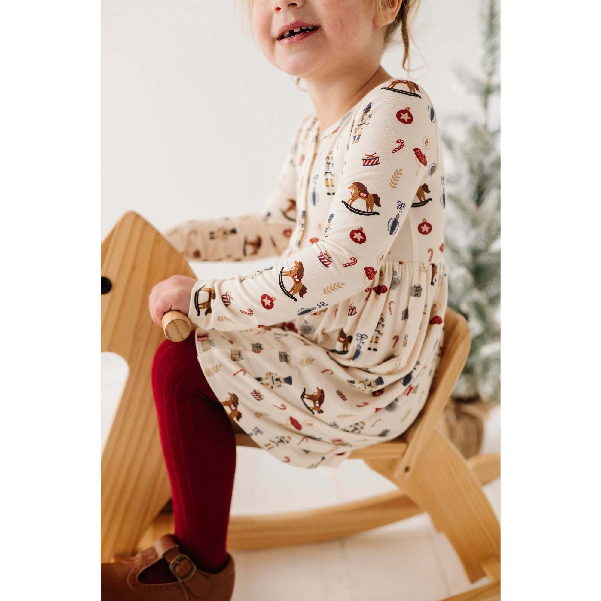Long Sleeve Henley Dress Nutcracker