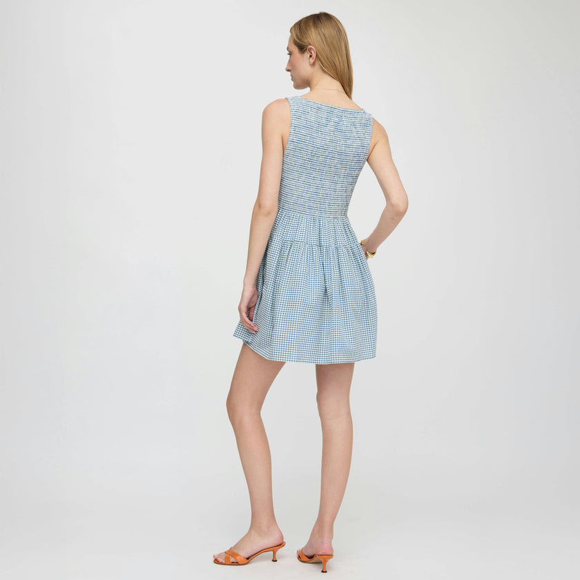 The Cosima Mini Nap Dress - Lagoon Gingham