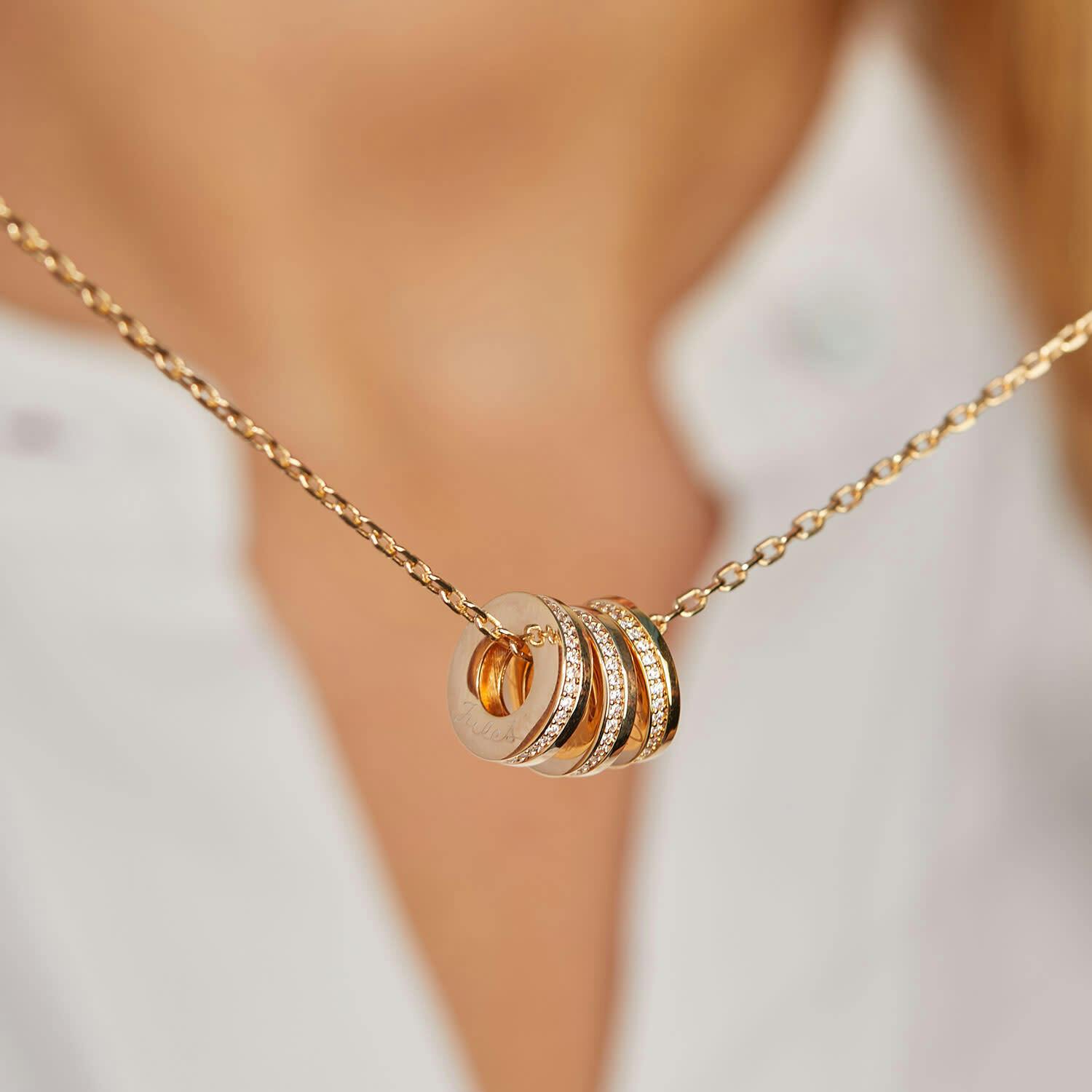 Personalized Crystal Unity Name Necklace, 14k Gold Plated